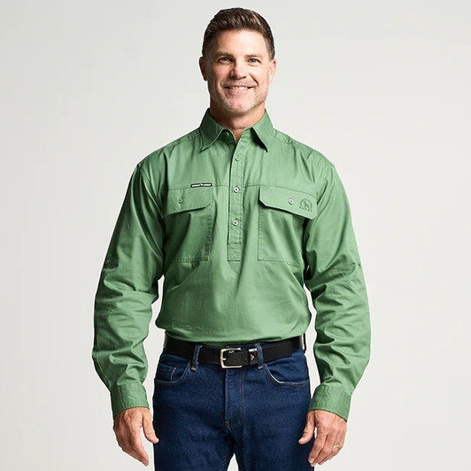 Outback Cobber Kilcoy half button long sleeve work shirt