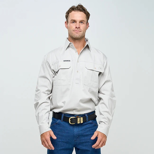 Outback Cobber Kilcoy half button long sleeve work shirt