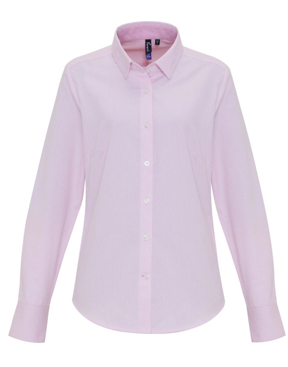 Womens Cotton-Rich Oxford Stripes Blouse