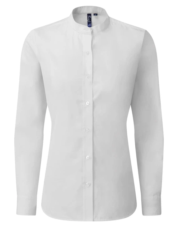 Womens Banded Collar Grandad Shirt