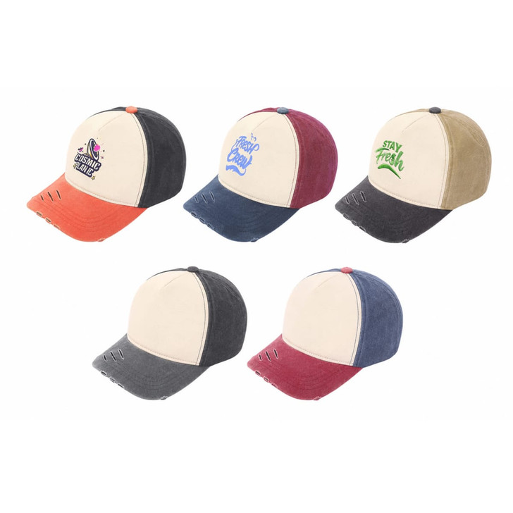 5 Panel Distressed Cotton Baseball Cap