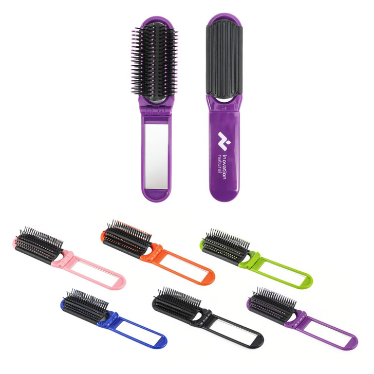 Folding Hair Brush With Mirror