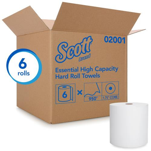 SCOTT ESSENTIALS HARD ROLL TOWEL 8X950' WHITE