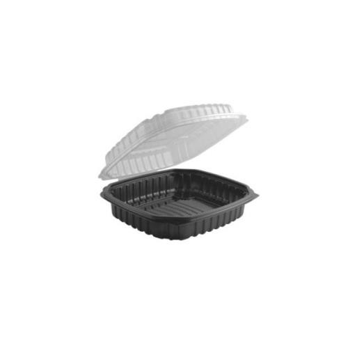 ANCHOR PACKAGING 4660911 CB9911 1-CMPT CONTR PP  9X9 36OZ BLK BASE/CLR A/F LID (CASE OF 120)