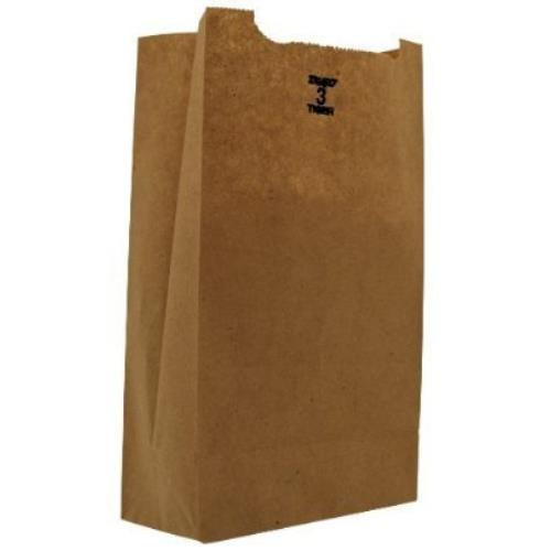 DURO 18403 3# GROCERY BAG 30# KRAFT  RECYLD 3# 4-3/4X2-15/16X8-9/16 (CASE OF 500)