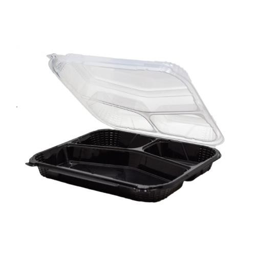 ECO-SYSTEMS L8750055 PV253CO 3CMP HNG CTR  PP 10.5X9.25X3 BLK/CLR LID (CASE OF 150)
