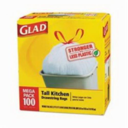 CLOROX  78526 GLAD DRAWSTRING TALL  KITCHEN TRASH BAG 13-GAL WHITE (CASE OF 400)