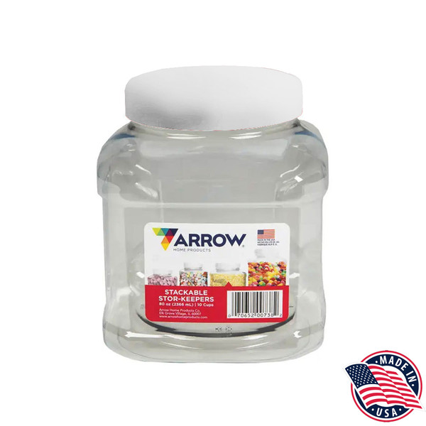 ARROW HOME PRODUCTS  738 Stackable Clear 80 oz. Stor Keeper Container w/ WHITE Top 6/cs