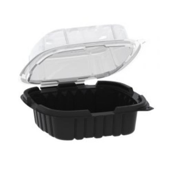 ANCHOR PACKAGING 4666620 CF6611B CRISP FOOD BLK  BASE/CL LID HINGED CONT PP 6X6 (CASE OF 300)