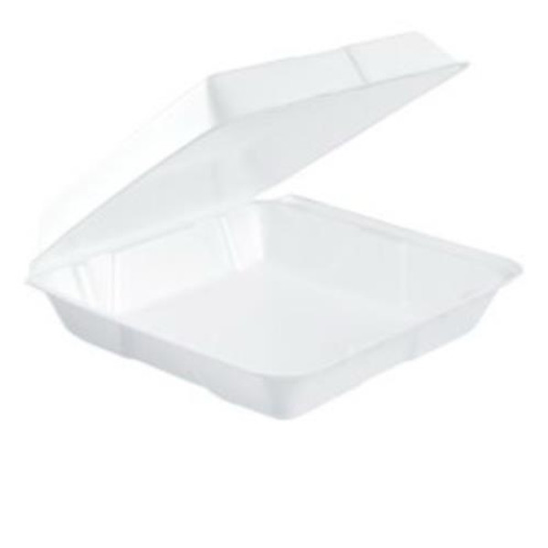 DART 95HT1R FOAM LARGE HINGED 1CMPT  LID FOAM LARGE WHITE CONTAINER (CASE OF 200)
