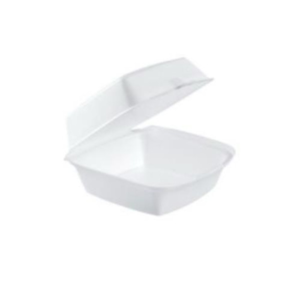 DART 60HT1  6X6X3 WHT HAMBURGER  FOAM HINGED CONTAINER   500/CS (CASE OF 500)