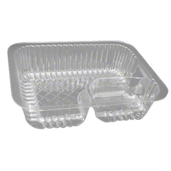 DETROIT FORMING LB-562B2R SM 2-CELL NACHO TRAY  CL PLAS 5-1/8X6.5X1.5 (CASE OF 500)
