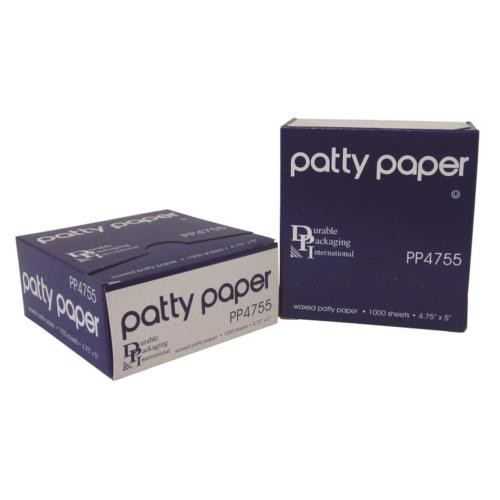 DURABLE PACKAGING PP4755 PATTY PAPER 4.75X5  WAXED WHITE (CASE OF 24000)