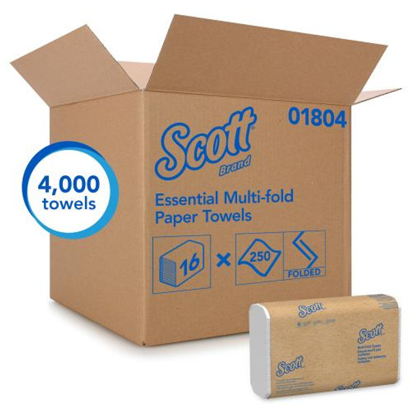 KIMBERLY-CLARK  01804  SCOTT MULTIFOLD TOWEL  WHITE 9.25X9.4       4M/CS (CASE OF 4000)