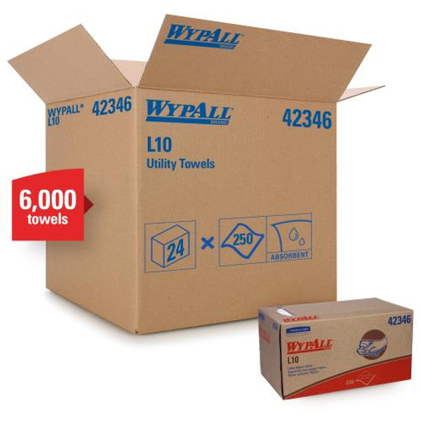 KIMBERLY-CLARK  42346 WYPALL L10 UTILITY  WIPE 1-PLY 9X10.25 WHITE (CASE OF 6000)