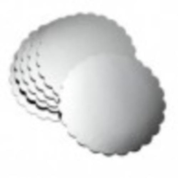 LAMINATED   12" SCALLOPED EDGE PLATTER  FOIL LINED SILVER CIRCLE 50/CS (CASE OF 50)