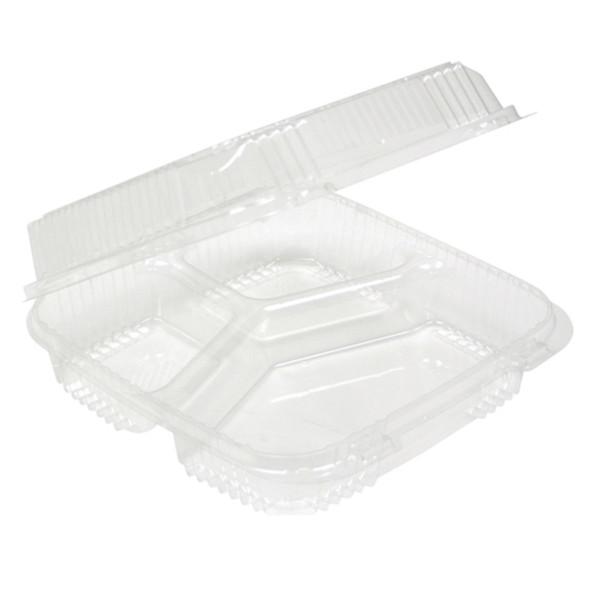 PACTIV  YCI81123 8X8 SMARTLOCK 3-CMPT  HINGED MEDIUM CLEAR (CASE OF 200)