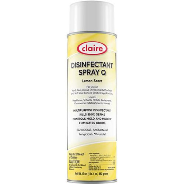 PLZ  C1002 CLAIRE DISINFCT SPRAY Q  LEMON SCENT 17-OZ YEL (CASE OF 12)