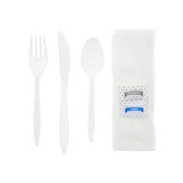 PRIME SOURCE  6KIT FK/KF/SSP/S&P 12X13 WHITE  PP MW 12X13 NAPKIN SOUPSPOON (CASE OF 250)
