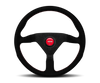 Momo Montecarlo Alcantara Steering Wheel 350 mm - Black/Red Stitch/Black Spokes