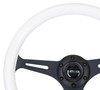 NRG Classic Wood Grain Steering Wheel (350mm) White Paint Grip w/Black 3-Spoke Center