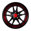 F1R F102 18x9.5 +38 Gloss Black with a Red Lip