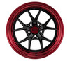 F1R F105 18x9.5 +38 Gloss Black with a Red Lip