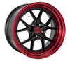 F1R F105 18x9.5 +38 Gloss Black with a Red Lip