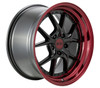 F1R F105 18x9.5 +25 Gloss Black with a Red Lip