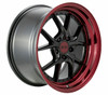 F1R F105 17x8.5 +38 Gloss Black with a Red Lip