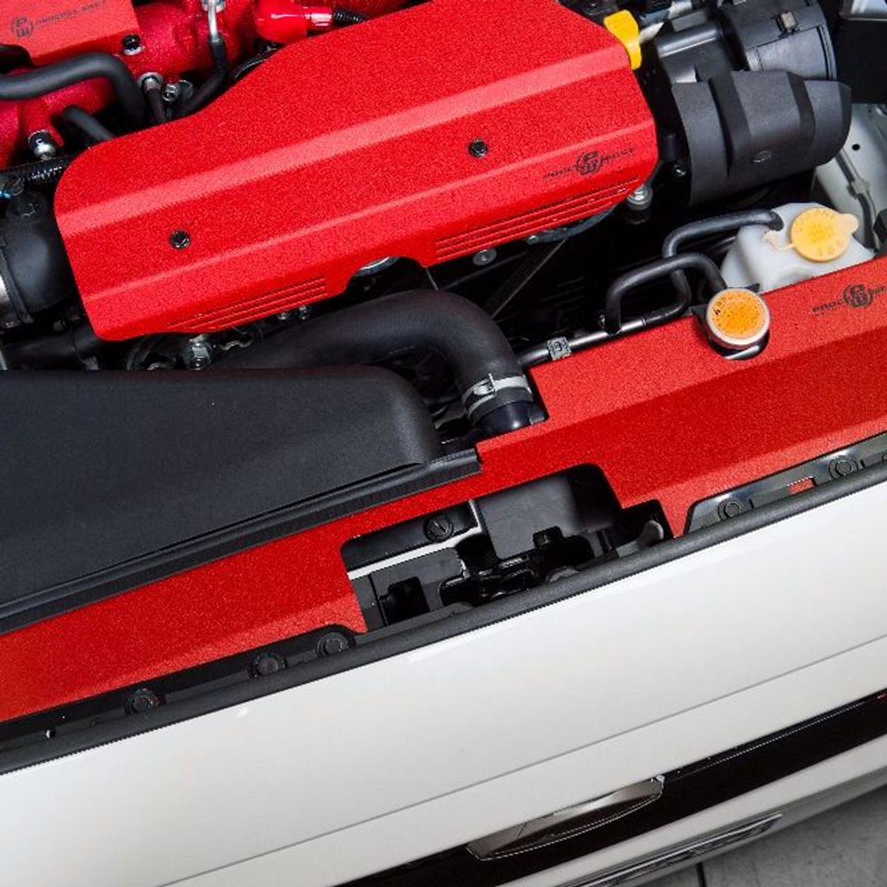 Process West Radiator Cover Red Factory Intake - Subaru WRX/STI 2015+