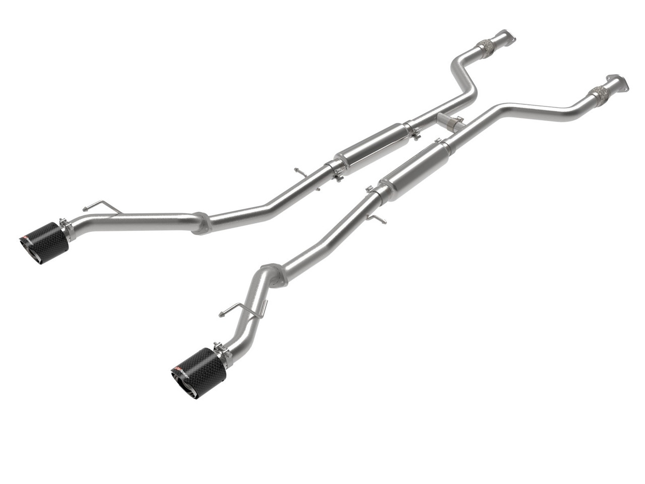 Takeda 2-1/2 IN 304 Stainless Steel Cat-Back Exhaust System w/ Carbon Fiber Tips