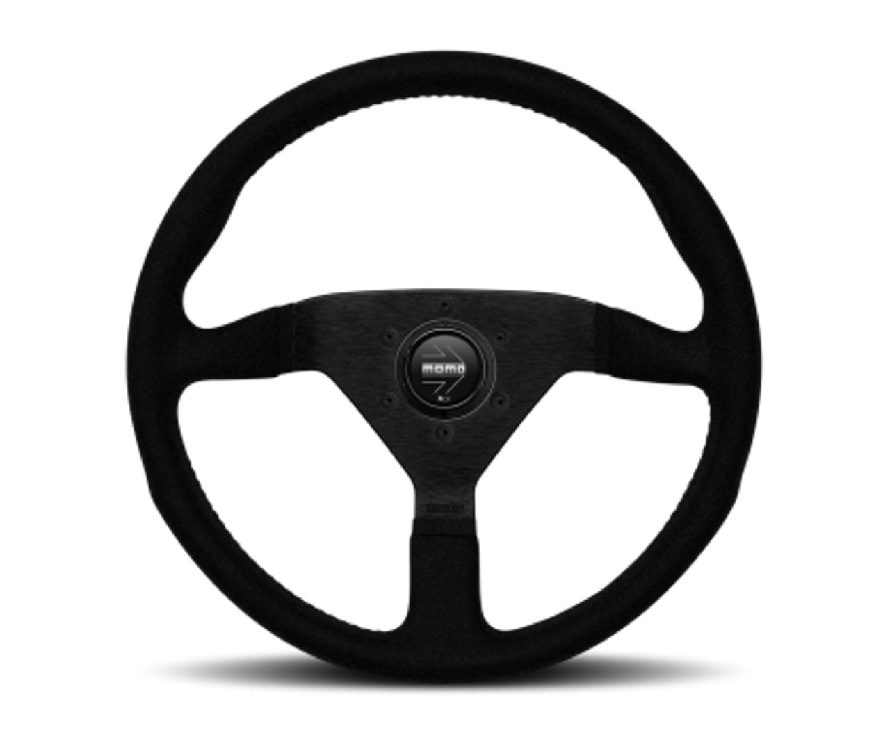 Momo Montecarlo Alcantara Steering Wheel 350 mm - Black/Black Stitch/Black Spokes