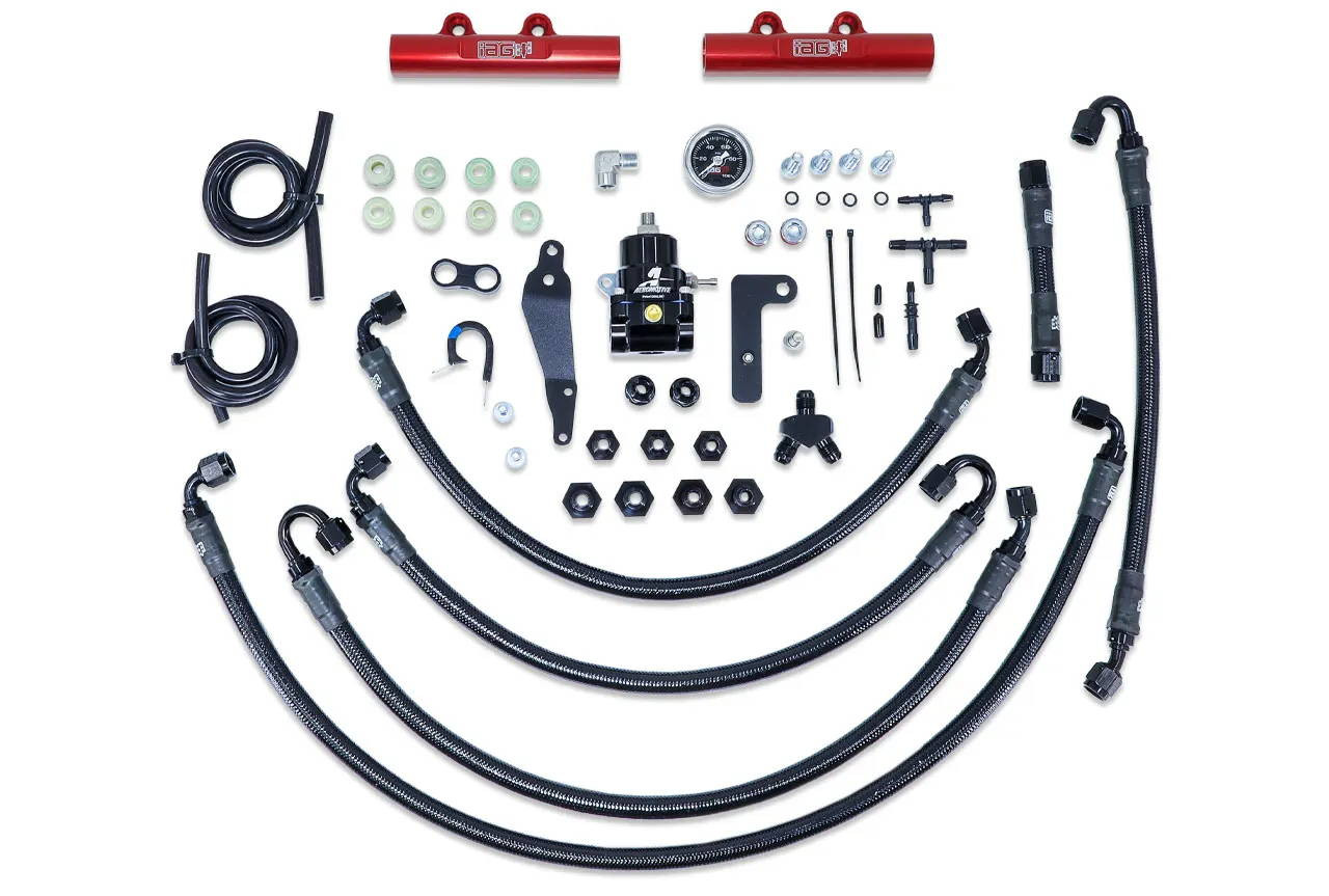 IAG PTFE Fuel System Kit w/ Aeromotive FPR, IAG Fuel Rails for 08-14 WRX, 08-21 STI