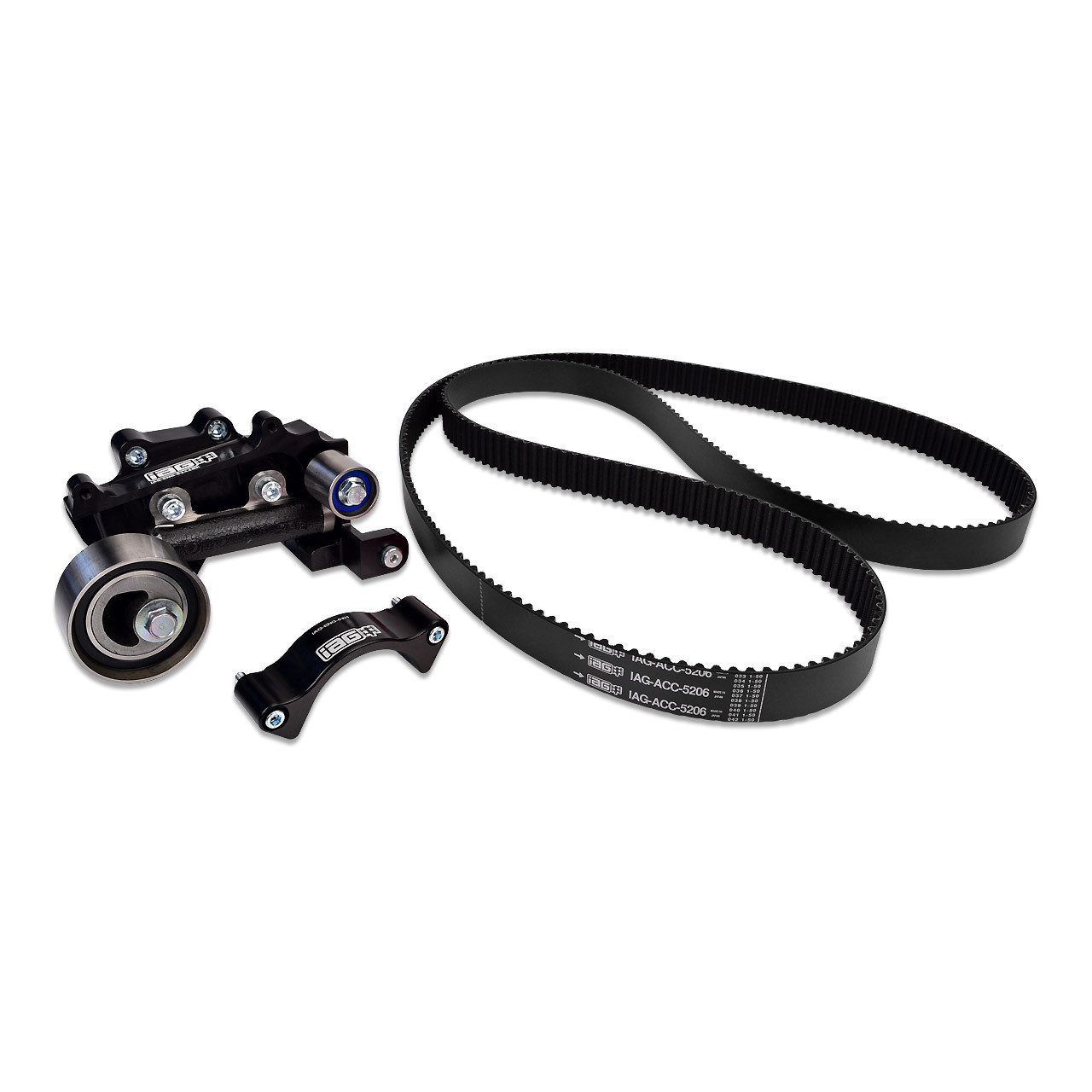 IAG Timing Guide, Comp Tensioner & Black Racing Timing Belt Kit for 02-14 WRX, 04-21 STI, 04-13 FXT, 05-12 LGT