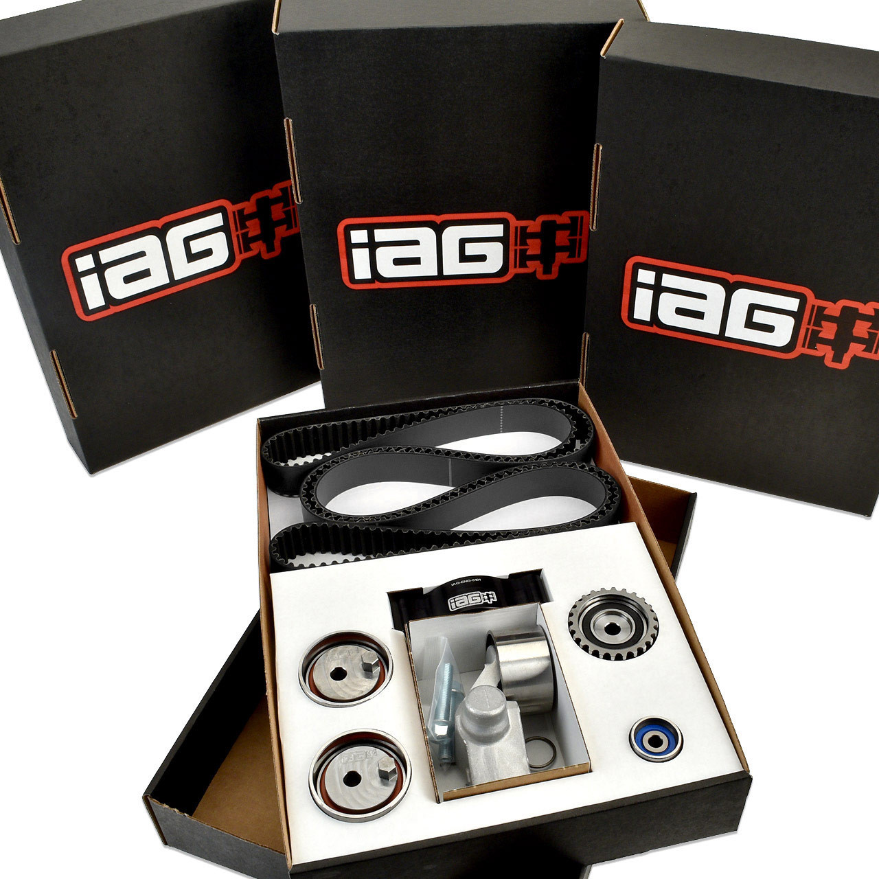 IAG Timing Belt Kit with IAG Black Racing Belt, Timing Guide, Adjustable Idlers & Tensioner for 02-14 WRX, 04-21 STI