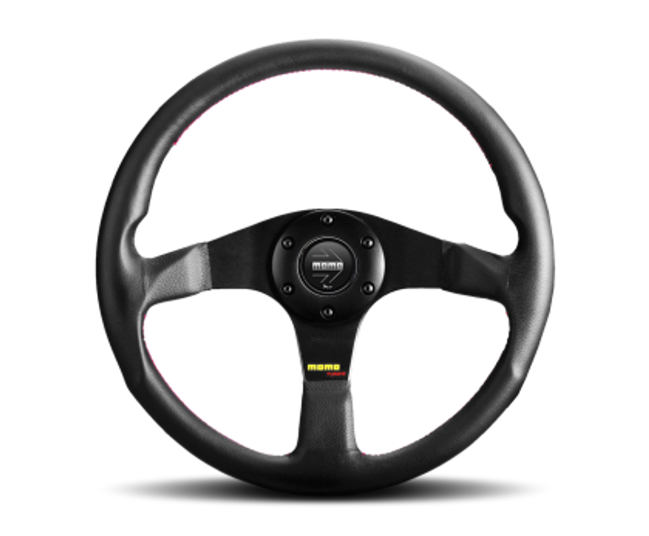 Momo Tuner Steering Wheel 350 mm - Black Leather/Red Stitch/Black Spokes