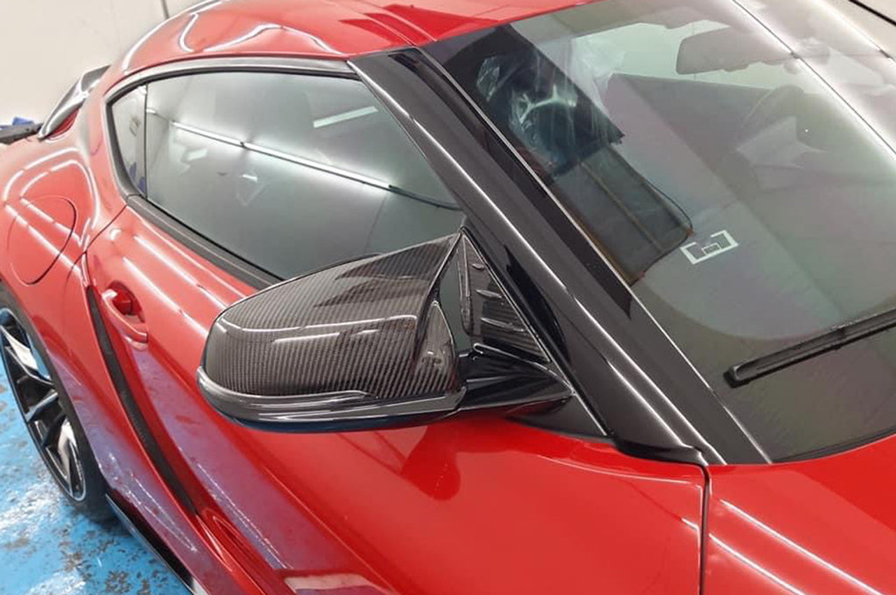 Rexpeed Carbon Fiber Mirror Cap Replacements Ox-Horn Style for 2020+ Supra GR