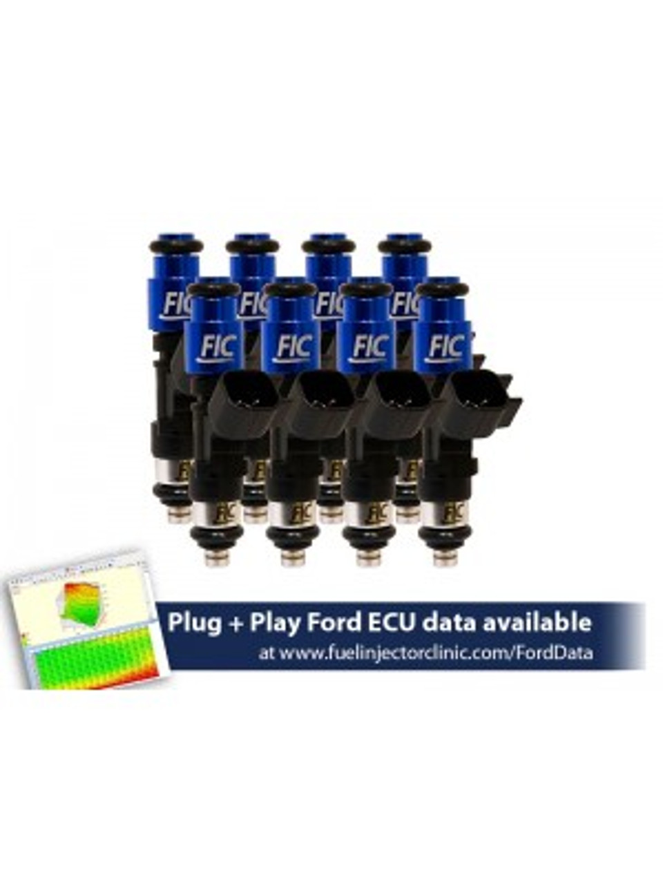 445CC (42 LBS/HR AT 43.5 PSI FUEL PRESSURE) FIC FUEL INJECTOR CLINIC INJECTOR SET FOR MUSTANG GT (2005+)/GT350 (2015-2016)/ BOSS 302 (2012-2013)/COBRA (1999-2004) (HIGH-Z)