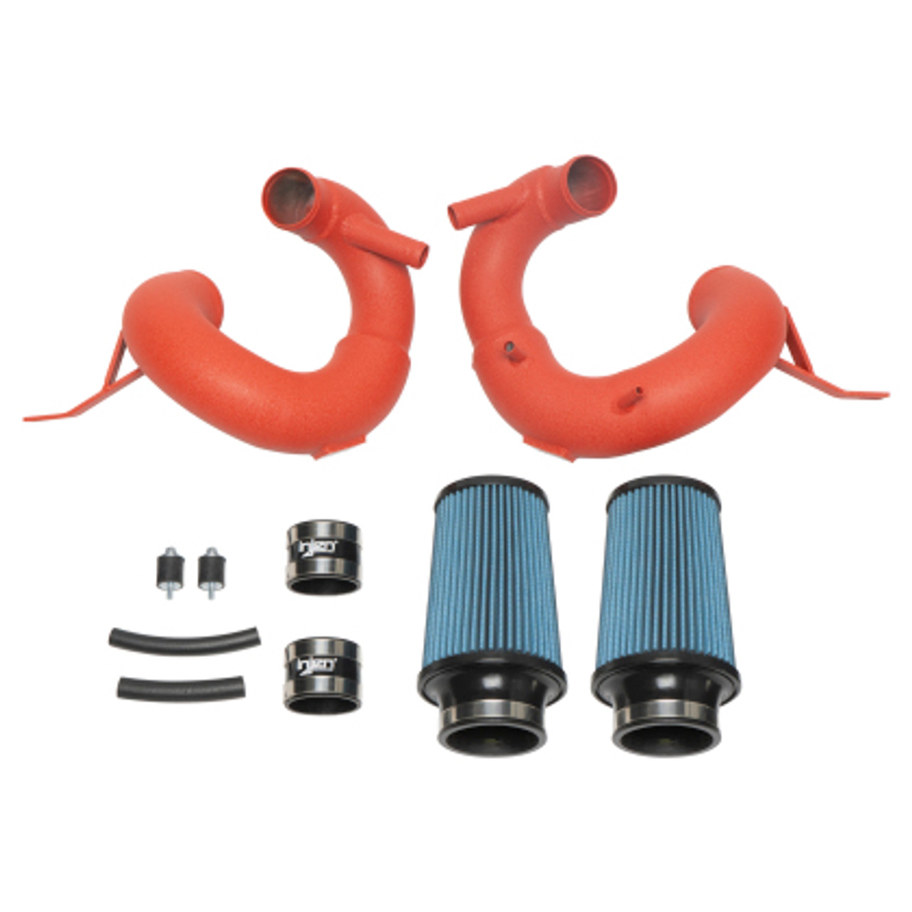 Tuned dual air intake pipes with Web nano-fiber dry filte - Wrinkle Red