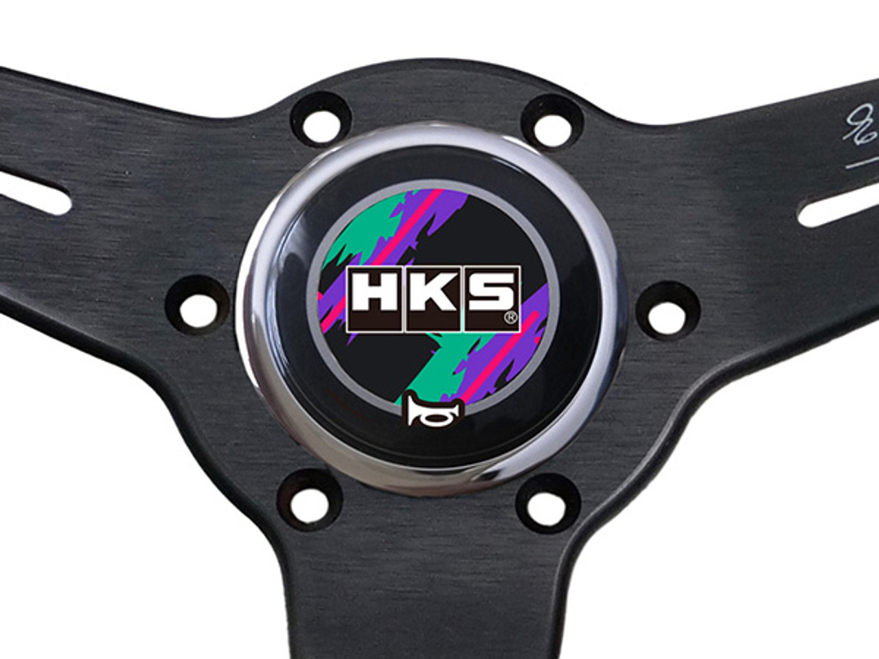 HKS 50th Anniversary x Nardi Sport Type-A Steering Wheel - 340mm / Perforated Leather / Oil Color Stitch / Silver Bezel