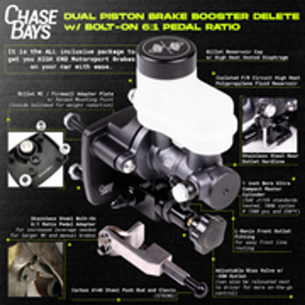 Chase Bays 13-20 Toyota 86/FR-S/Subaru BRZ Dual Piston Brake Booster Delete Brake Line Relocation