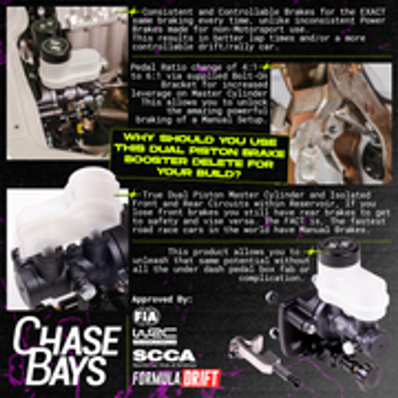 Chase Bays 13-20 Toyota 86/FR-S/Subaru BRZ Dual Piston Brake Booster Delete Brake Line Relocation