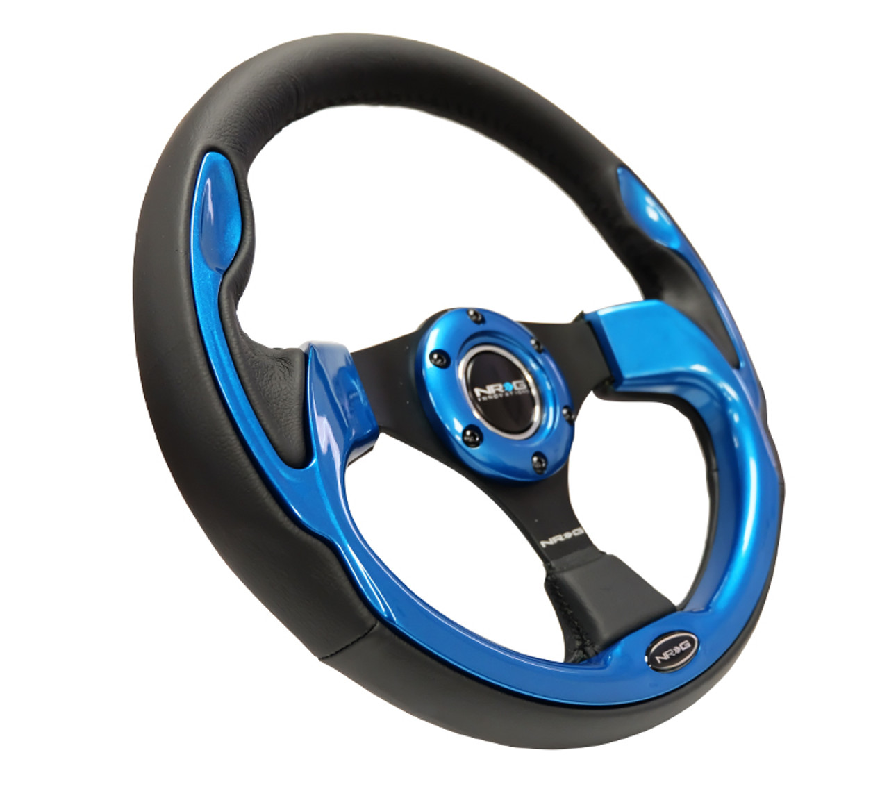 NRG Reinforced Steering Wheel (320mm) Blk w/Blue Trim