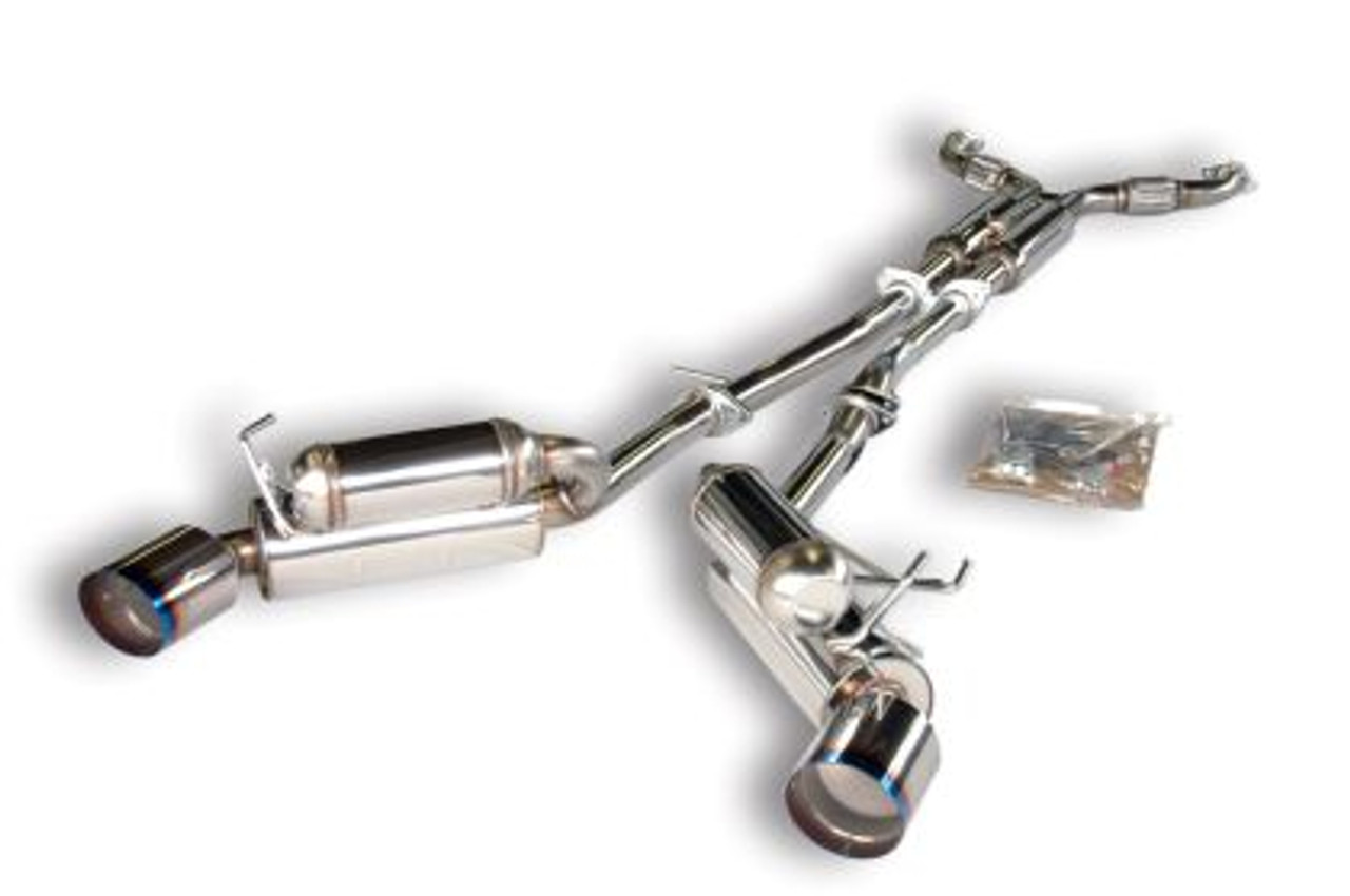 Hi-Power Exhaust; Full Dual Polished SUS304 Stainless Steel Piping w/Dual Titanium Tips (Adjustable Length); Includes H Pipe