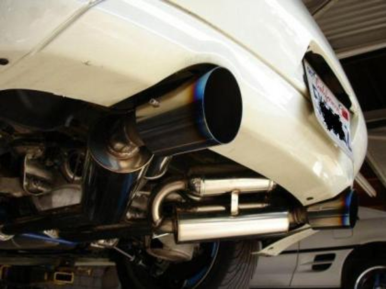 Hi-Power Exhaust; Full Dual Polished SUS304 Stainless Steel Piping w/Dual Titanium Tips (Adjustable Length); Includes H Pipe