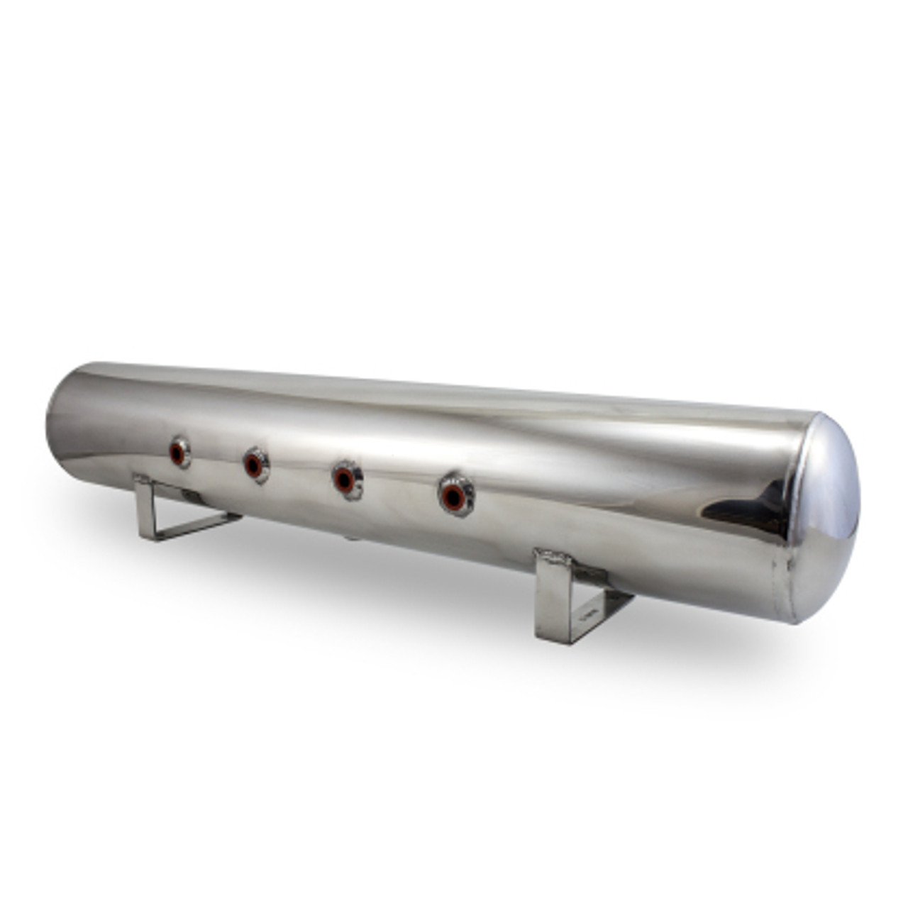 AIR TANK; 5 GALLONS; ALUMINUM; (4) 3/8 IN. FACE PORTS; 1/4 IN. DRAIN PORT; 36 IN. - Polished Aluminum