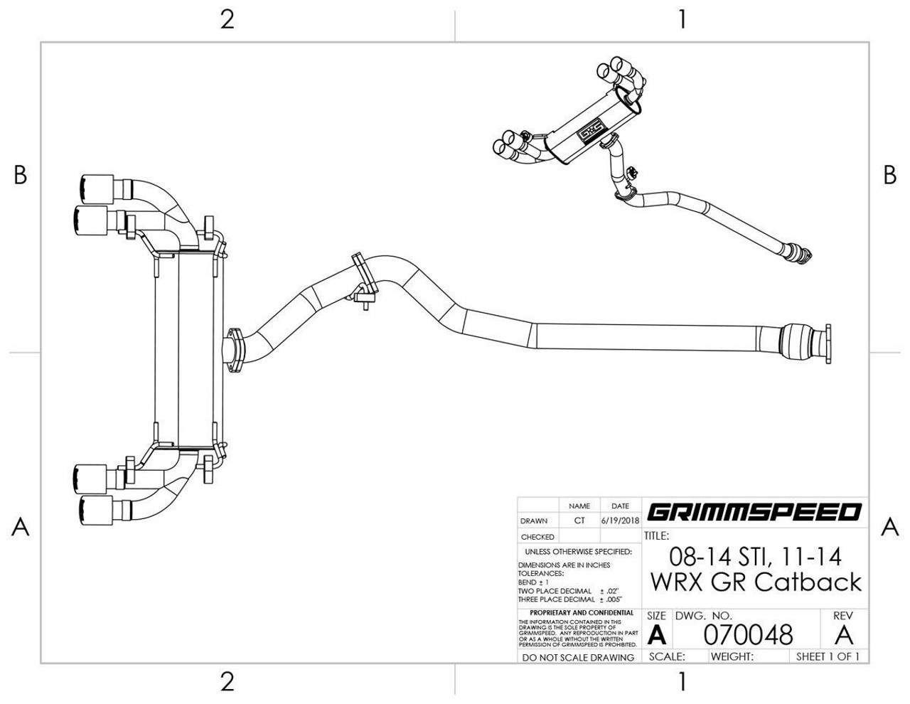 GrimmSpeed Catback Exhaust System Resonated WRX/STI Hatchback 2008-2014