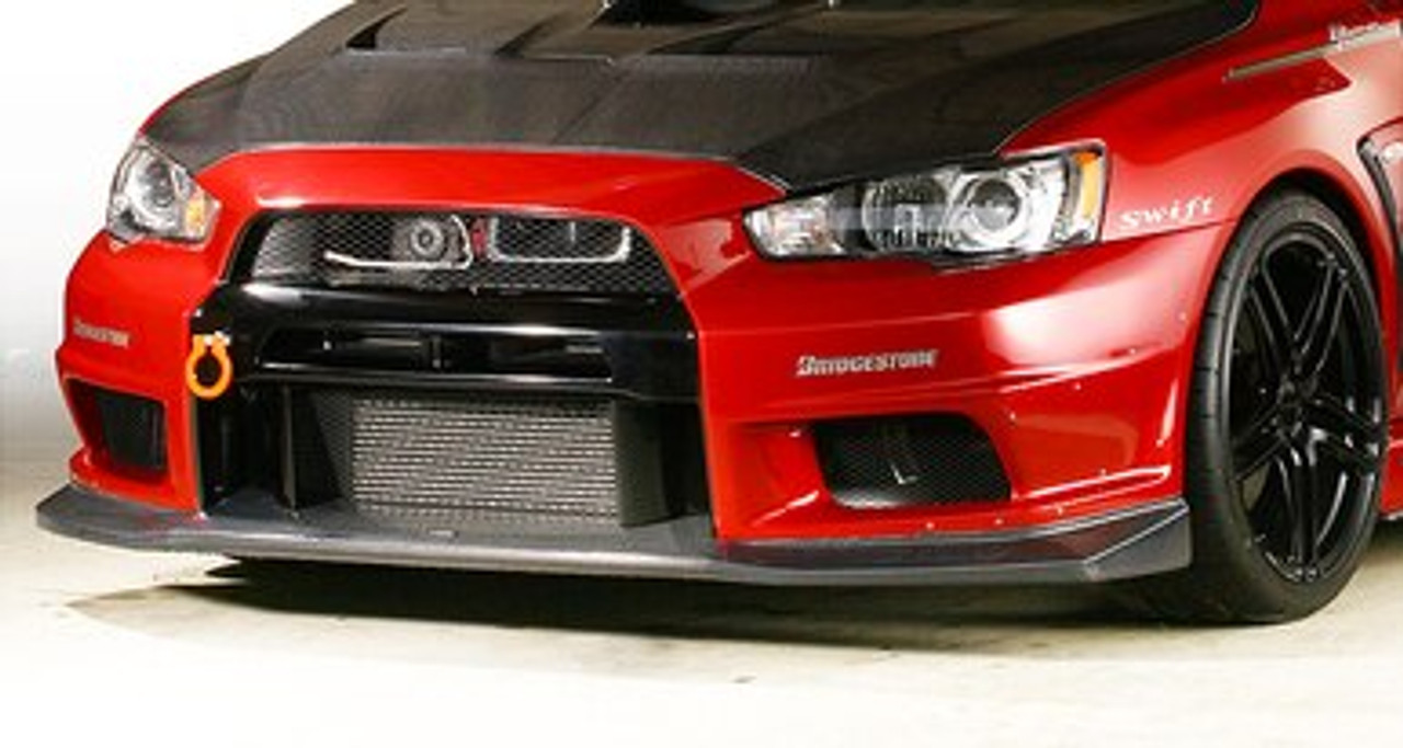 Varis Front Bumper Under Lip Version 1 Replacement, Carbon - Mitsubishi CZ4A Evo X