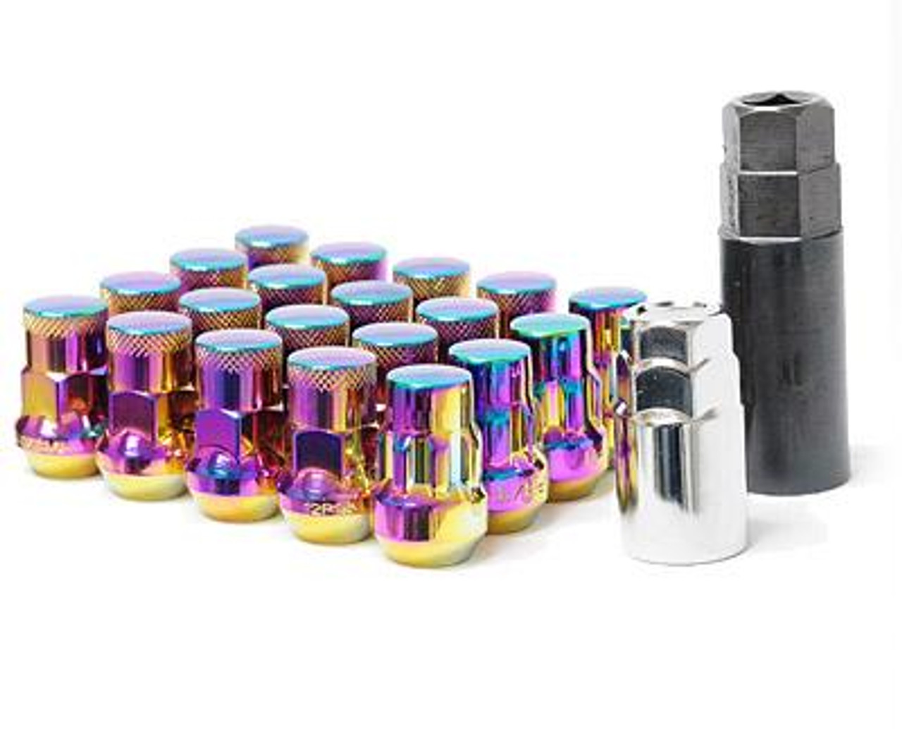 Wheel Mate Muteki SR35 Close End Lug Nuts w/ Lock Set - Neon 12x1.50 35mm